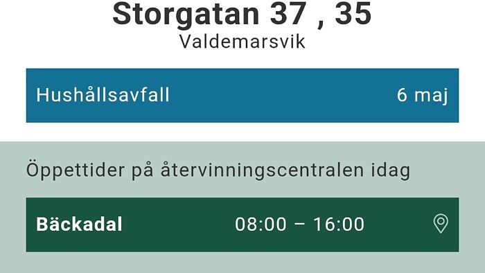 Avfallsappen visar fel hämtningsdatum